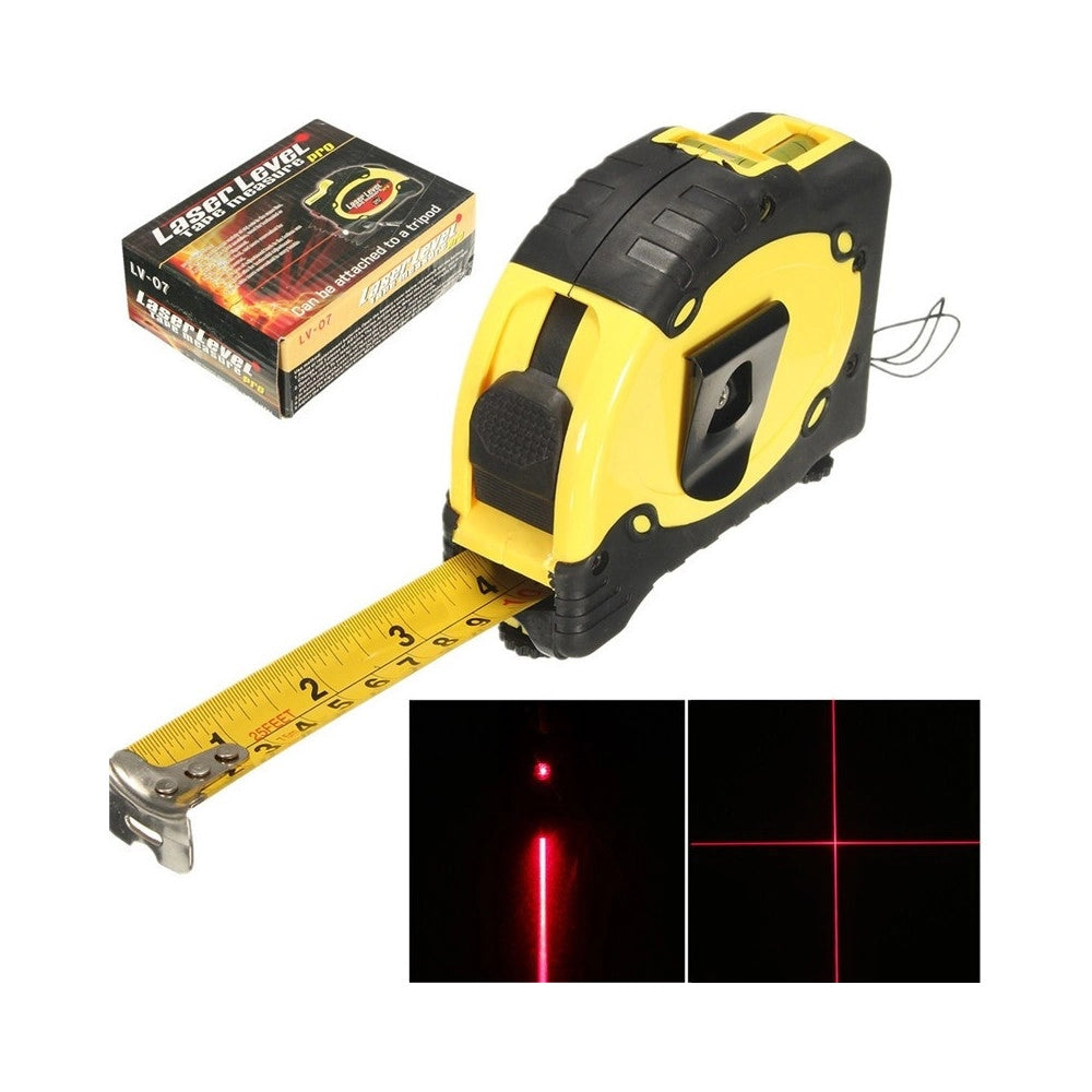 Trade Shop - Mini Livella Laser Di Precisione Con Metro Incorporato Con 3 Batterie -