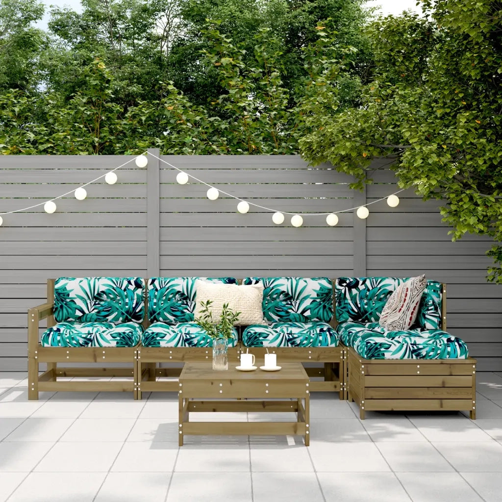 Set Divani da Giardino 6 pz | Set Salotto da Giardino in Legno Impregnato di Pino
