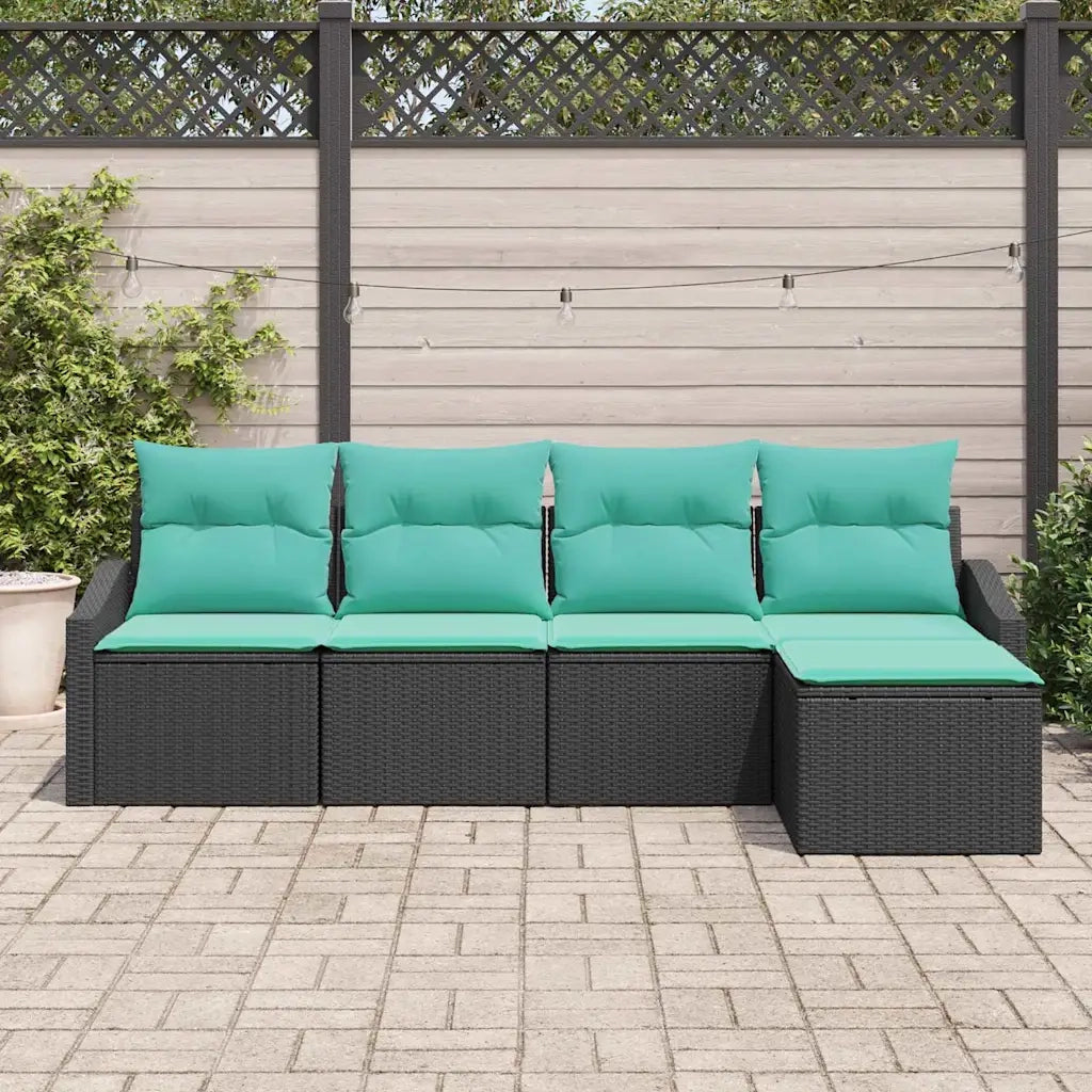 Set di divani con cuscino 5 pcs Nero polyrattan 3346686