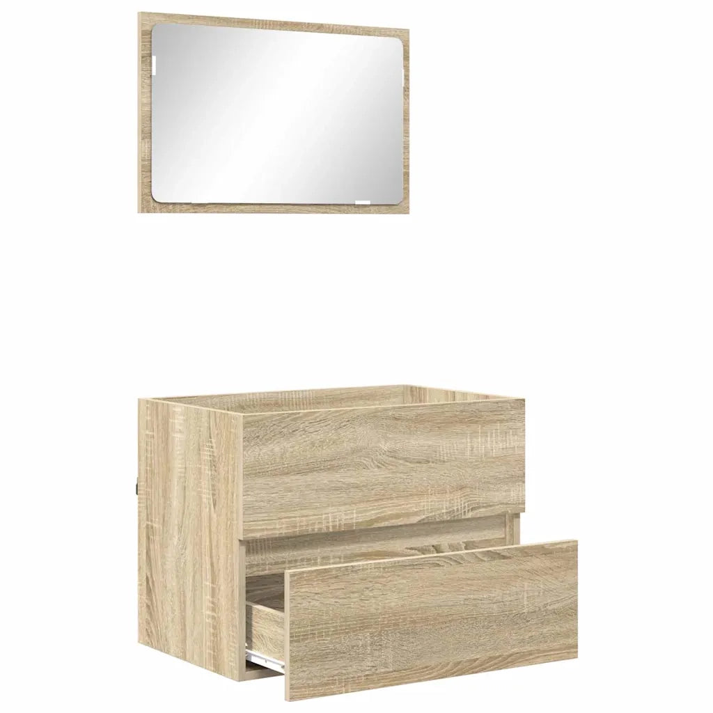 Set di mobili per il Bagno | Armadio da bagno Rovere Sonoma Legno multistrato