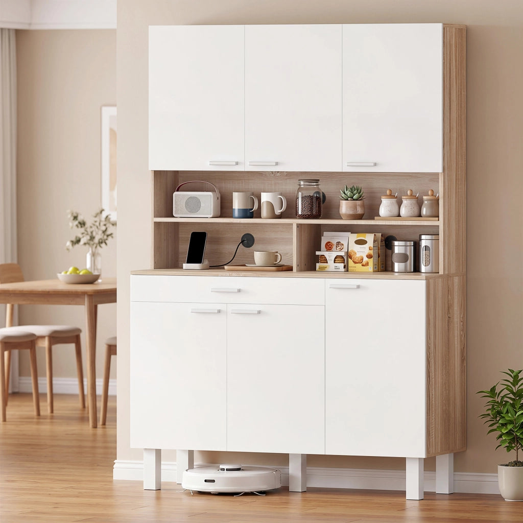 Credenza Alta Cucina ¨C Xylo ¨C 6 Ante Legno Bianco Naturale 120x40x175cm