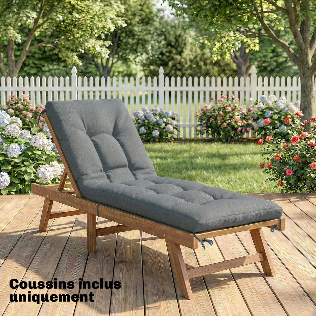 Cuscino per Lettino Prendisole ¨C Xylo ¨C Memory Foam Grigio Scuro 198x65x13cm