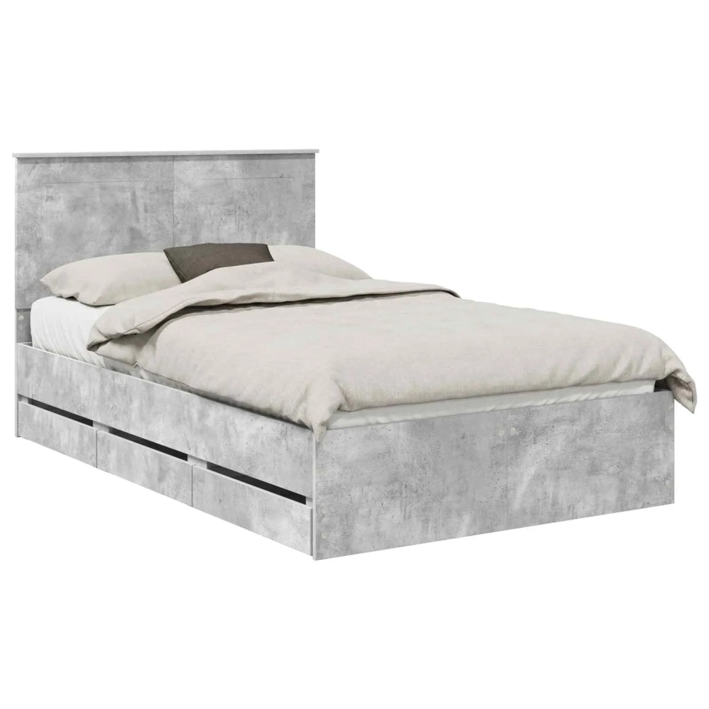Struttura del letto con cassetto Grigio cemento 135 x 190 cm