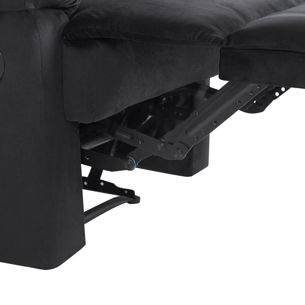 Sedia reclinabile Rivestimento in velluto Nero Push-Back Schienale e poggiapiedi regolabili manualmente Poltrona dal design retrò