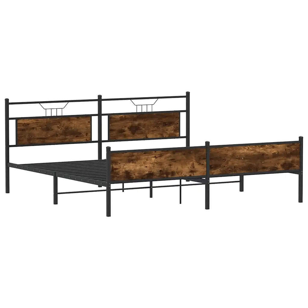 Giroletto senza Materasso in Metallo-Struttura Letto Rovere Fumo 160x200 cm 557443