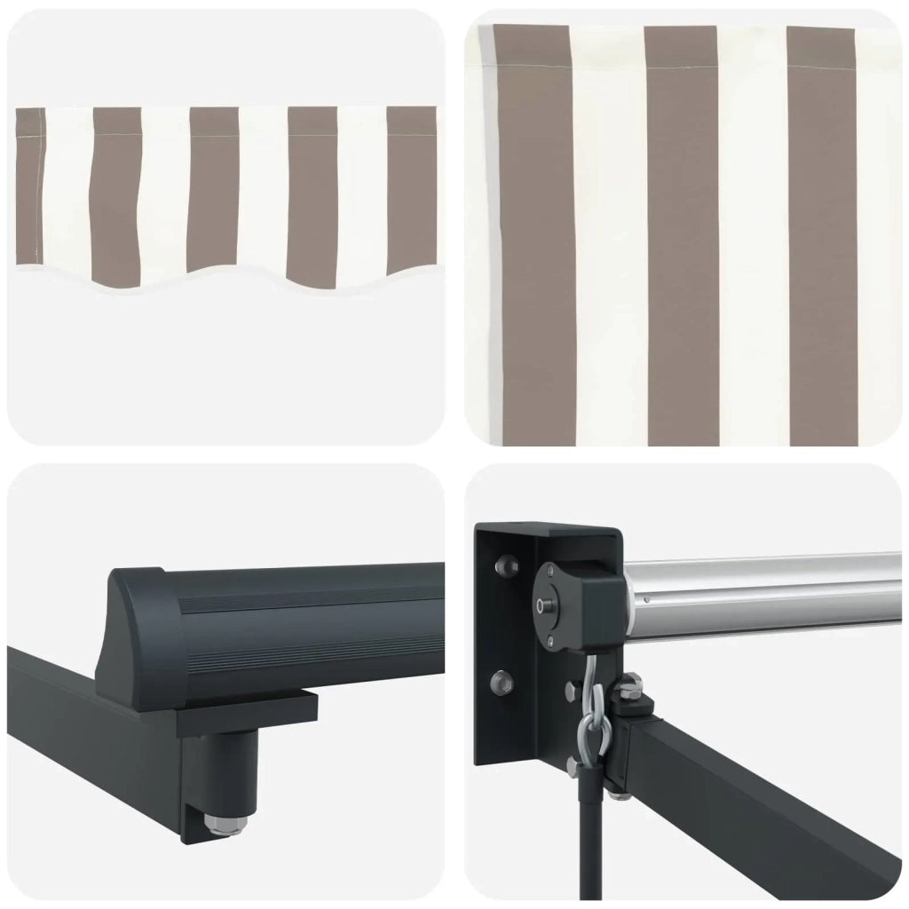 Tenda retrattile manuale con LED Grigio chiaro e bianco 3426360