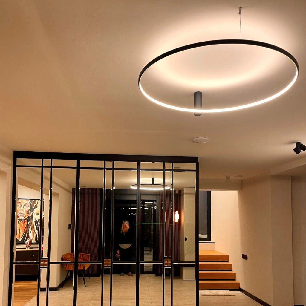 Plafoniera LED 35W CCT Ø60cm nera Ring Light Prestige