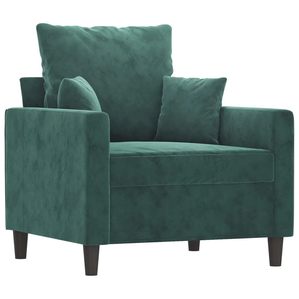Set di Divani 4 pz con Cuscini Verde scuro in Velluto