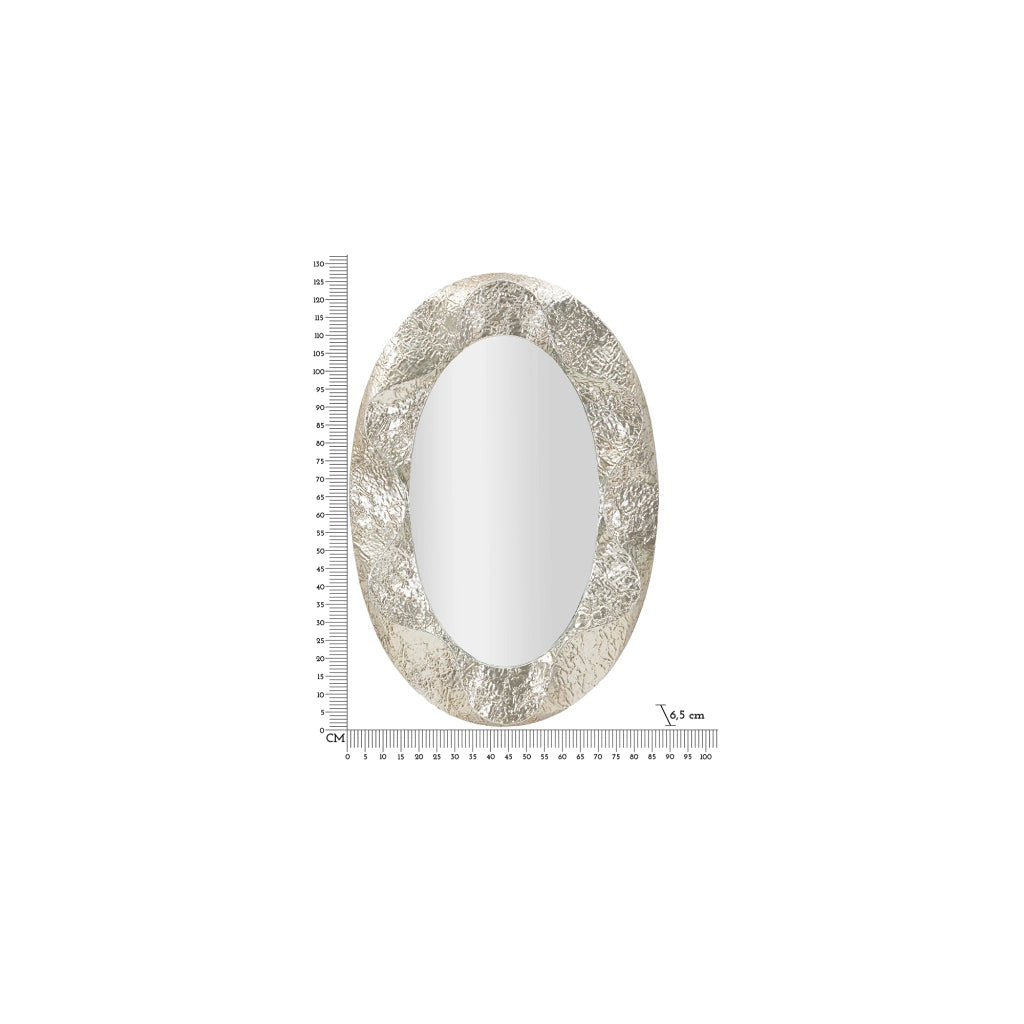 Daga, Specchio Cornice Effetto Materico, 88x128h cm Argento
