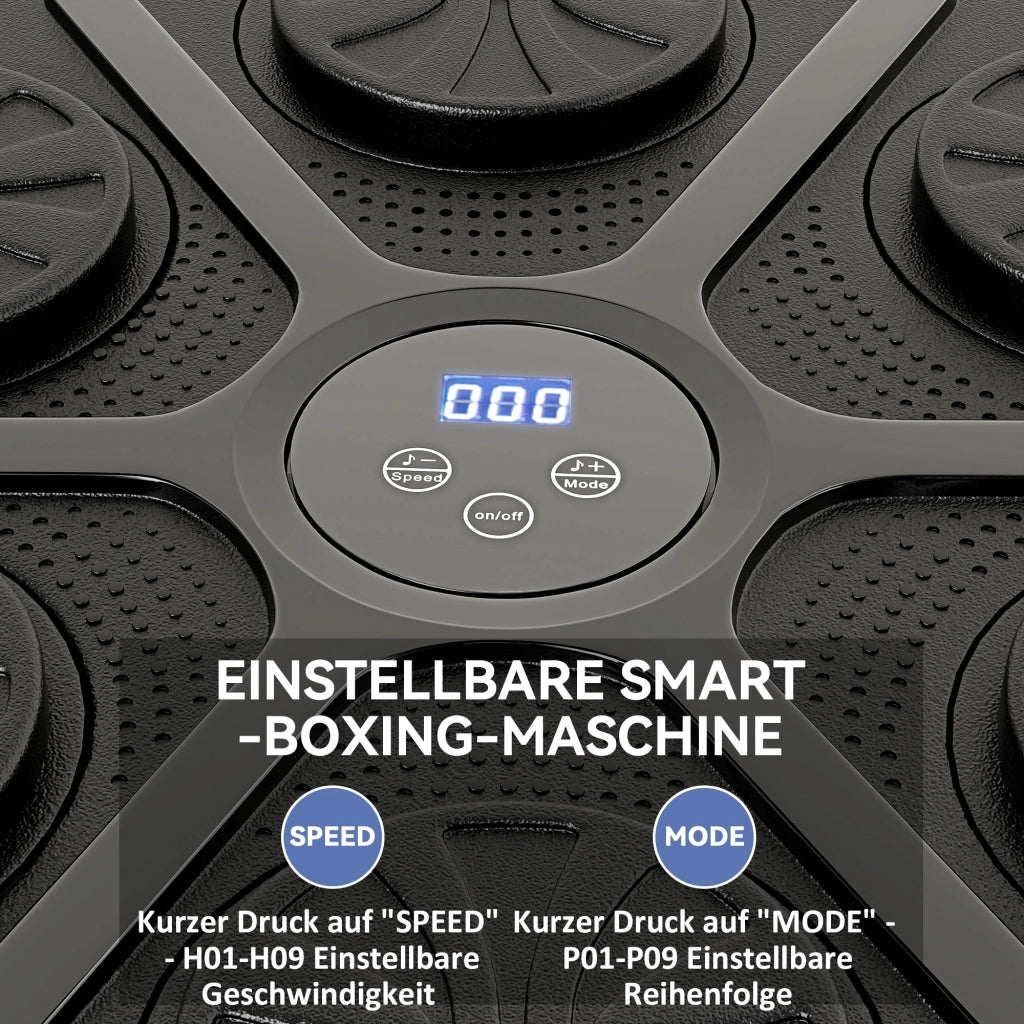 Macchina da Boxe Musicale ¨C Minimal ¨C 9 Modalit¨¤, Bluetooth, LED, Nera, con Guantoni