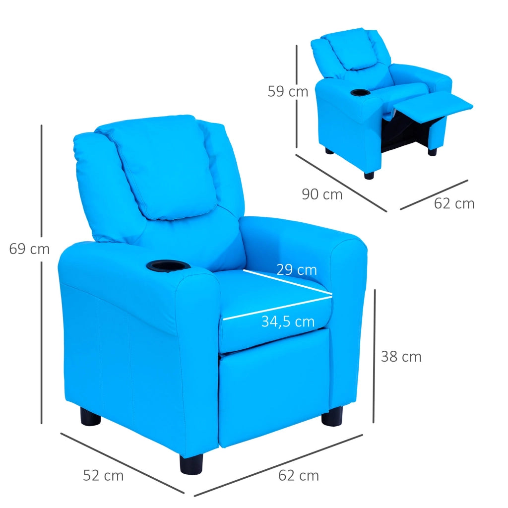 Poltrona per bambini reclinabile ¨C zephmum ¨C blu 62x52x69 cm