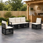 Set Divano da Giardino 5 pz Nero polyrattan 3435667