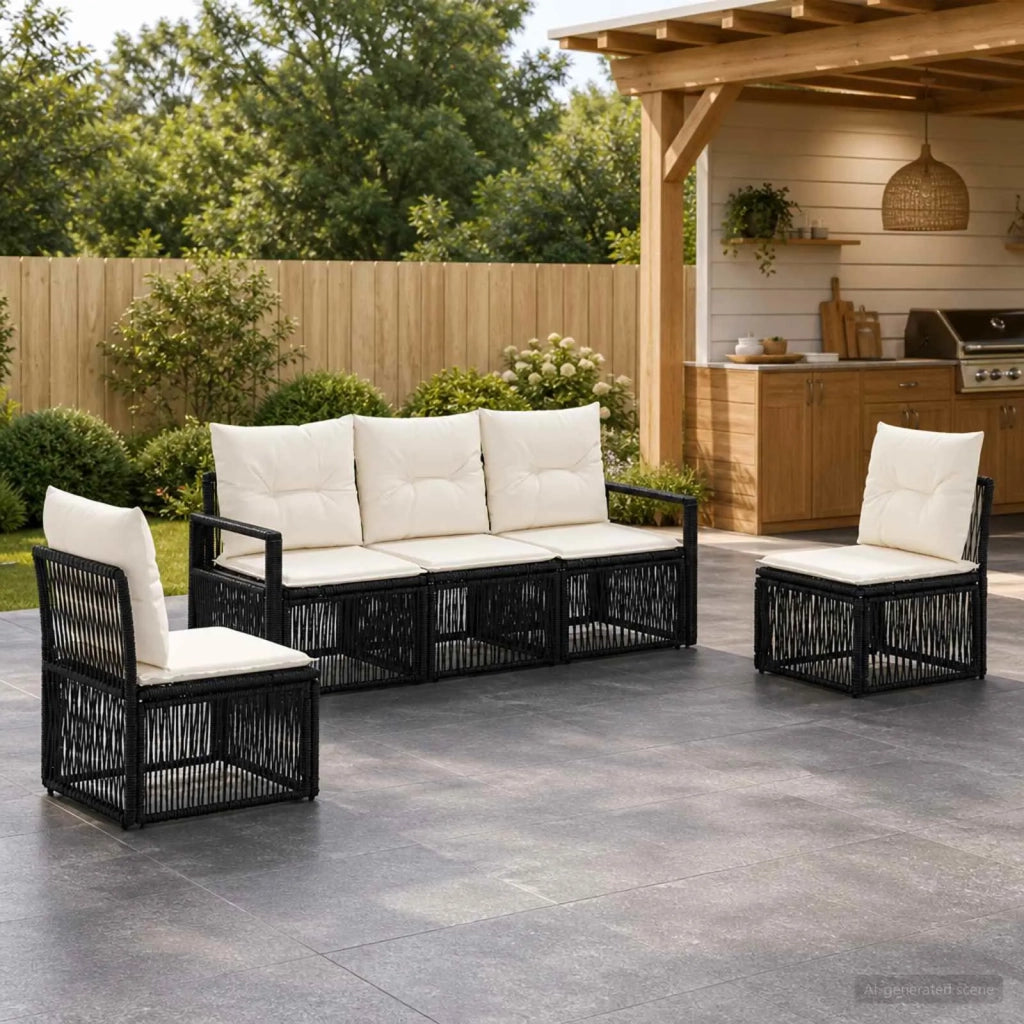 Set Divano da Giardino 5 pz Nero polyrattan 3435667