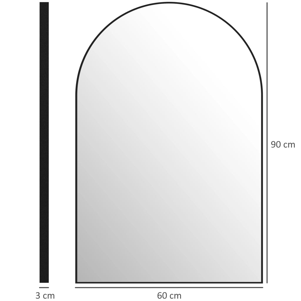 Specchio da parete con cornice in alluminio per bagno ¨C zephmum ¨C 60x90 cm nero
