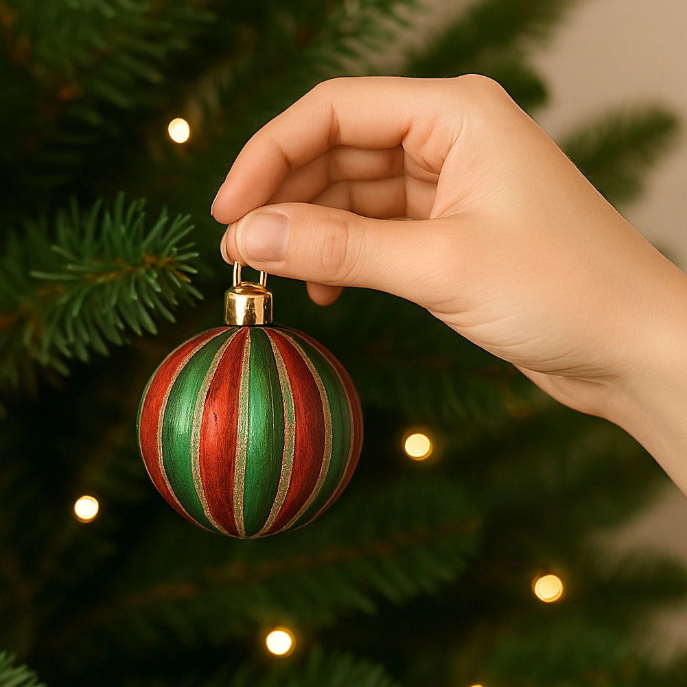 Box 24 Palline di Natale per Albero Sfere Natalizie Addobbo Rosso e Verde da 6cm
