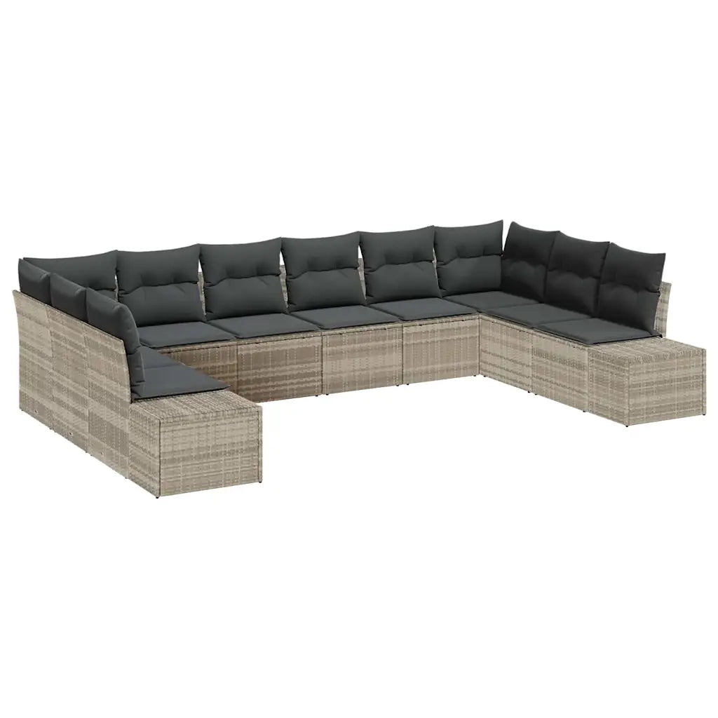 Set Divano da Giardino 10 pcs Grigio chiaro Polyrattan 3355911