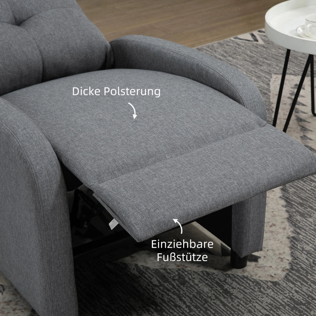 POLTRONA Relax reclinabile in poliestere grigio fino a 155° portata 150 kg