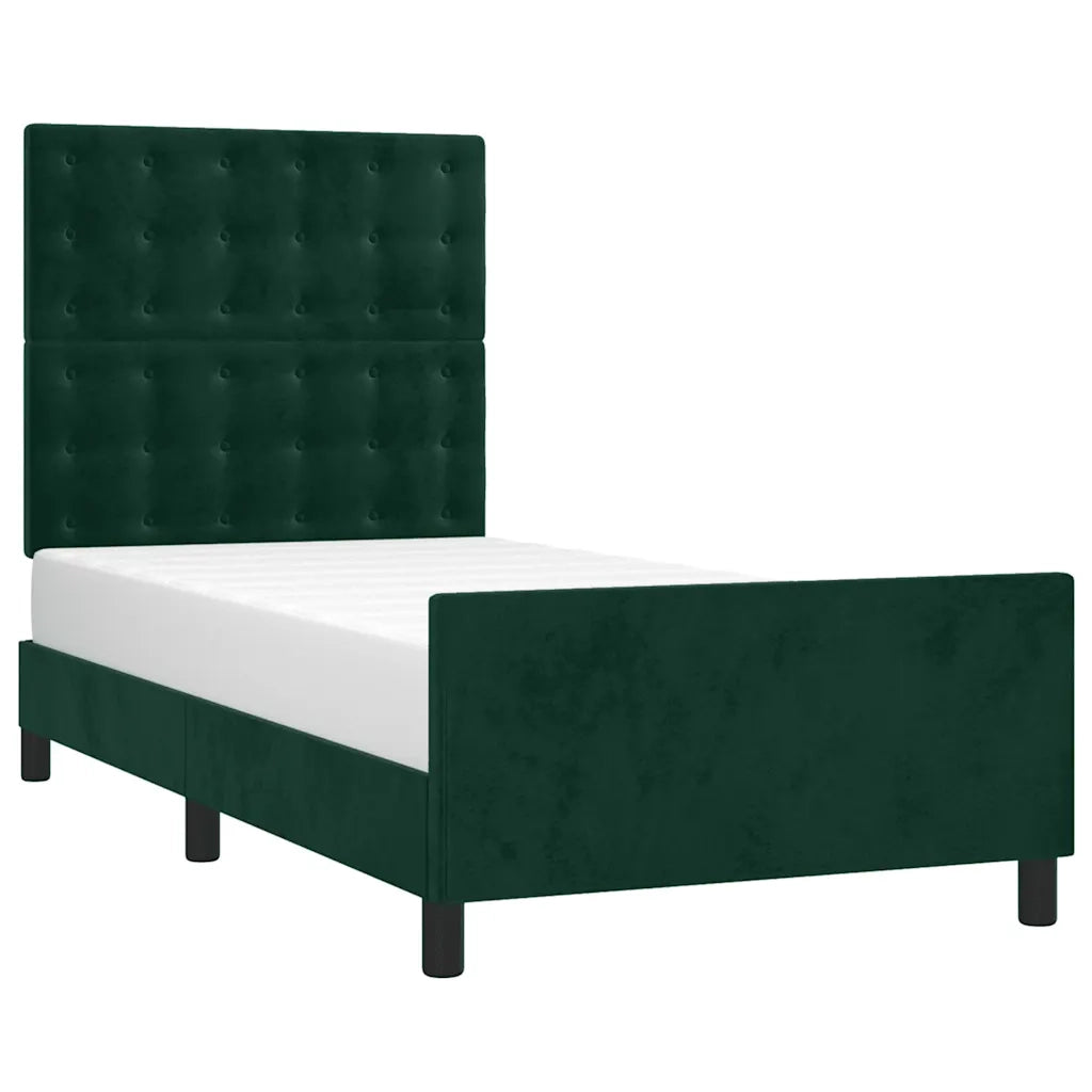Letto singolo | Letto per adulti | Giroletto senza Materasso Verde Scuro 100x200 cm in Velluto