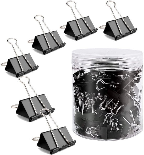Set di Clip a Scompatta 100 pezzi 25mm Nero Clip Metallico per Ufficio Scuola Clip per Carta Attrezzi per Ufficio