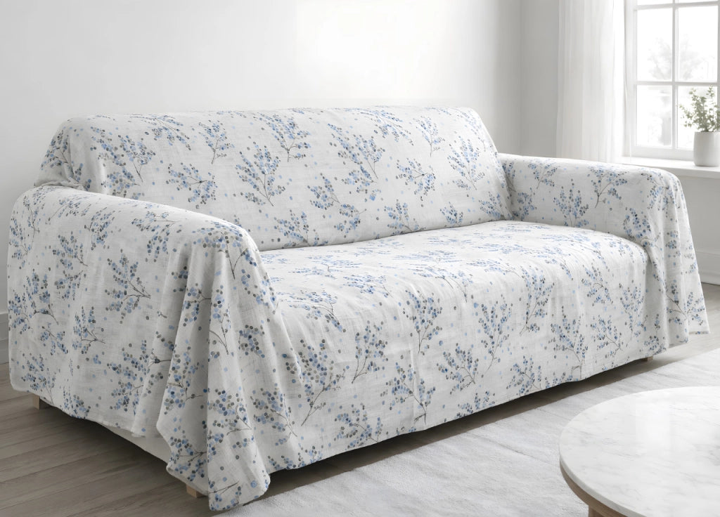 Telo Arredo Copritutto Salvadivano 100% Cotone Made In Italy Disegno Sambuco - Singolo - Lavanda