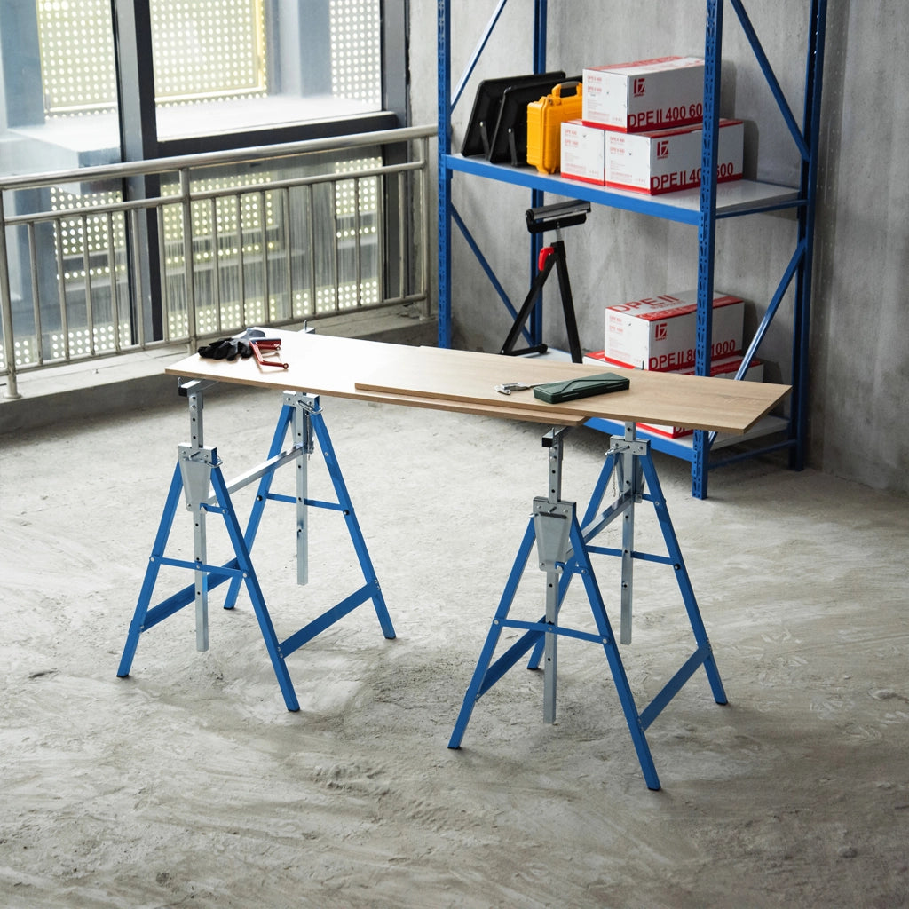 Tavolo da lavoro ¨C zephmum ¨C 68x58x80-130 cm pieghevole regolabile in altezza blu metallo
