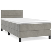 Letto singolo | Letto per adulti | Giroletto a Molle con Materasso Grigio Chiaro 100x200cm Velluto