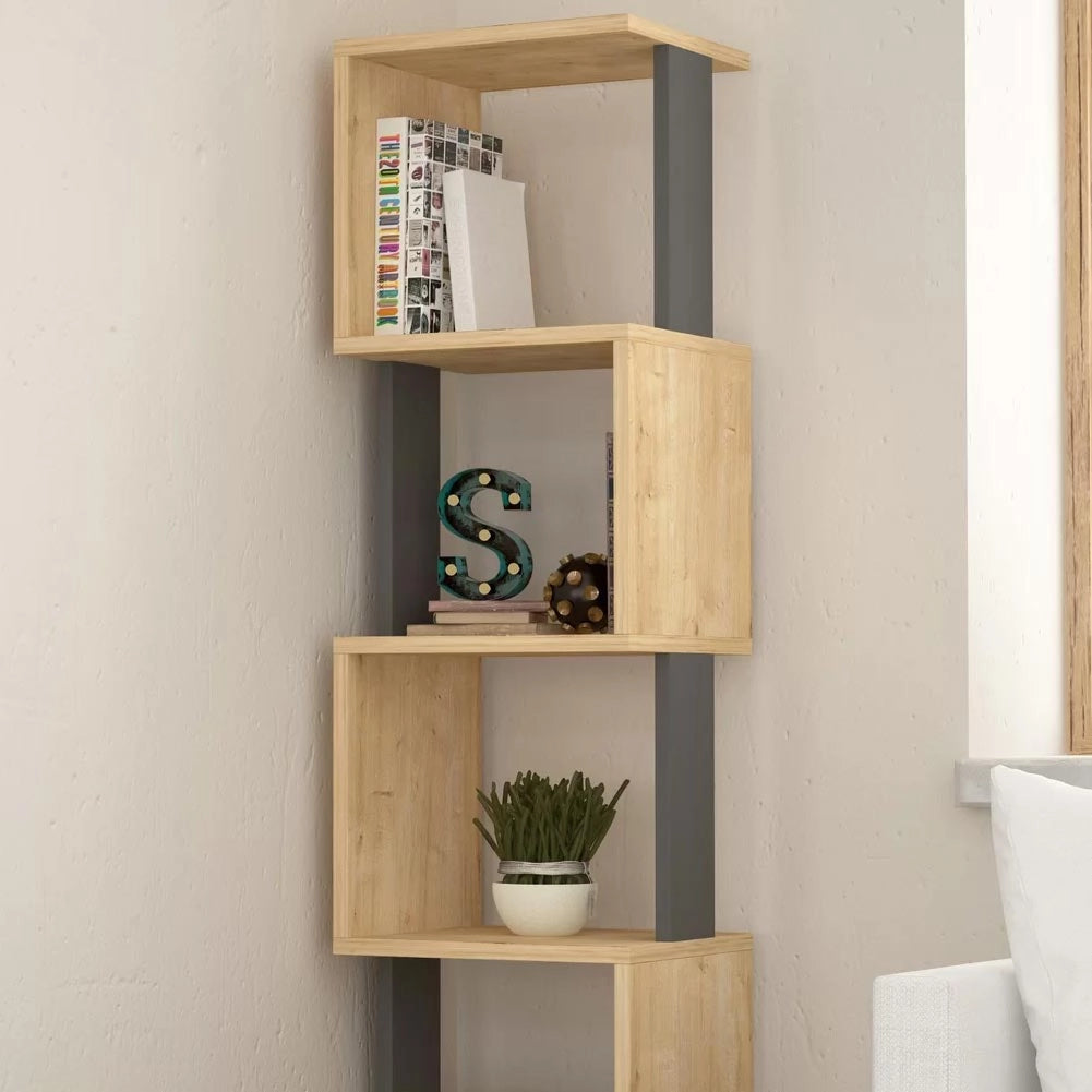 Libreria 161x35x30 cm Design Moderno Scaffale Modulare 5 Ripiani in MDF Grigio