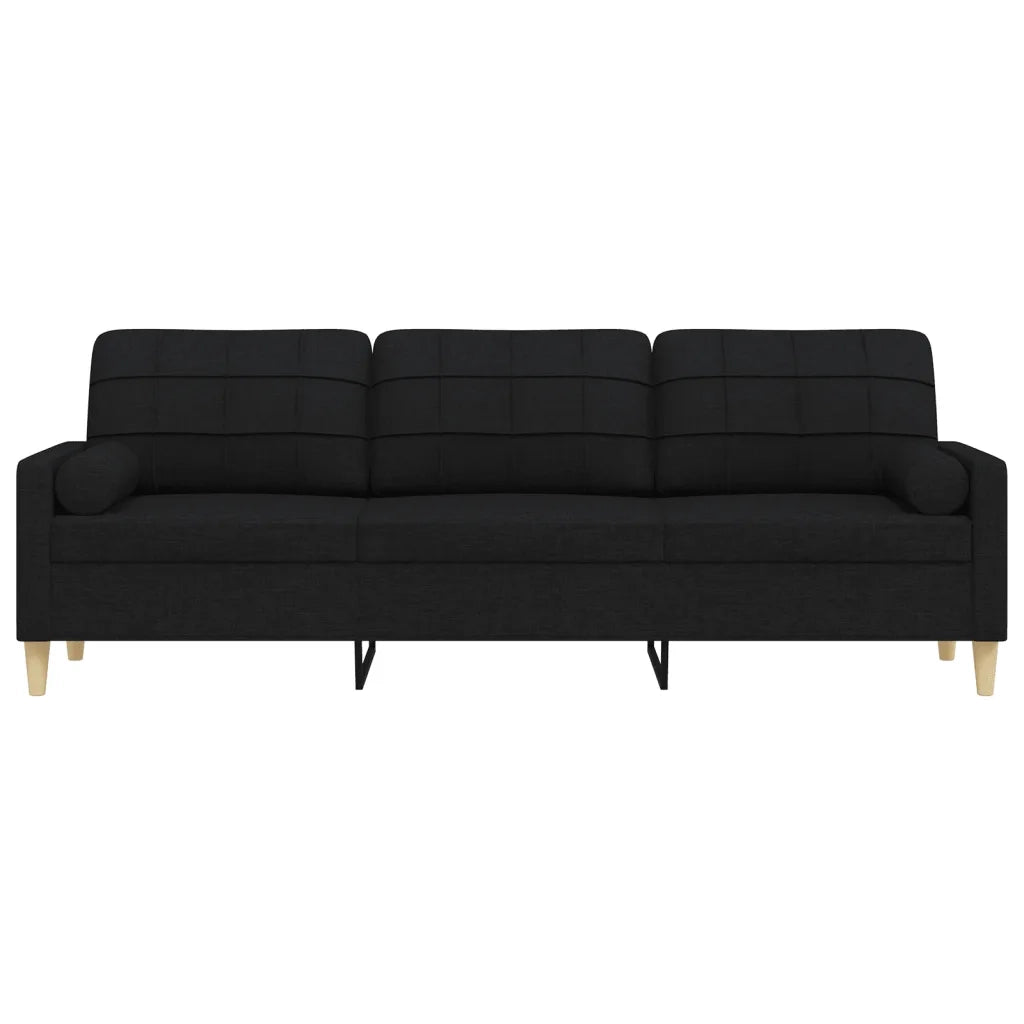 Divano a 3 Posti con Cuscini Nero 210 cm in Tessuto 3278205