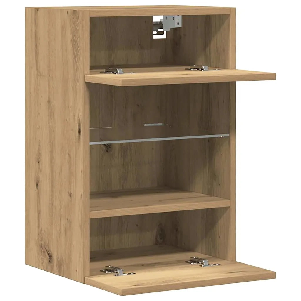 Mobili da parete con luci LED per TV 2pz Rovere Artigianale 40x30x60,5cm 857681
