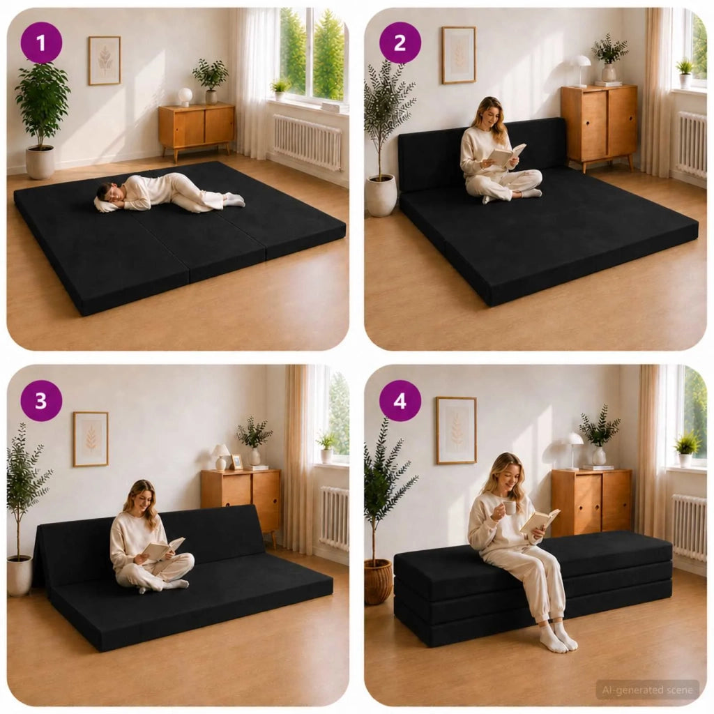 Divano Letto Pieghevole 180 x 67 x 45 cm Nero 900255