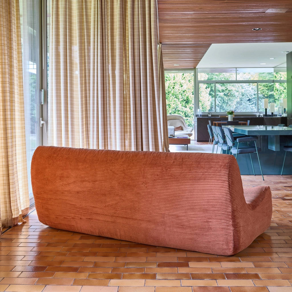 Poltrona in velluto a coste, 3 posti, terracotta