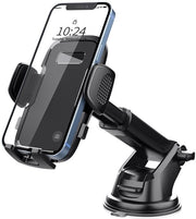Supporto per telefono per auto 2 in 1 con morsetta, da fissare al cruscotto e parabrezza - Supporto per telefono - Supporto per telefono per auto - Stazione di ricarica per telefono - Universale e regolabile - Adatto a tutti i telefoni - Nero