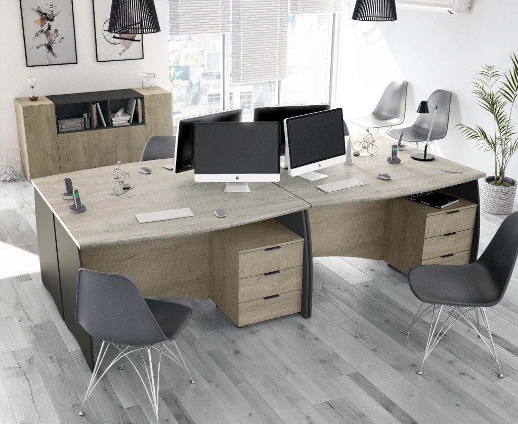 Scrivania Mobile Desk Scrittoio Da Studio 3 Cassetti Per Ufficio Soggiorno Sala Da Pranzo 136 x 74 x 67 cm Grigio Rovere