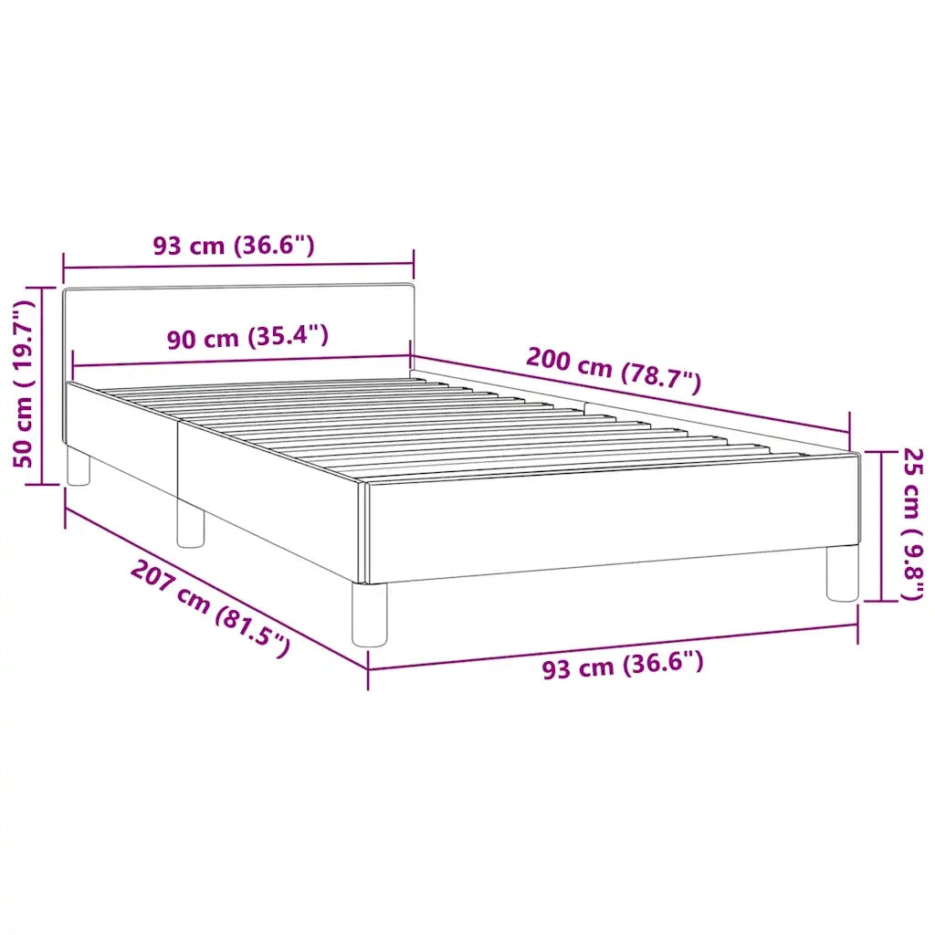 Letto singolo | Letto per adulti | Giroletto senza Materasso Blu Scuro 90x200 cm in Velluto