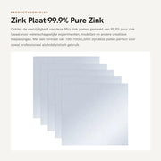 Pannelli di Zinco - 99,9% Puro - Ideali per Uso Scientifico - 100x100x0,2mm - Foglio Metallico di Alta Qualità - Set da 5 Pannelli