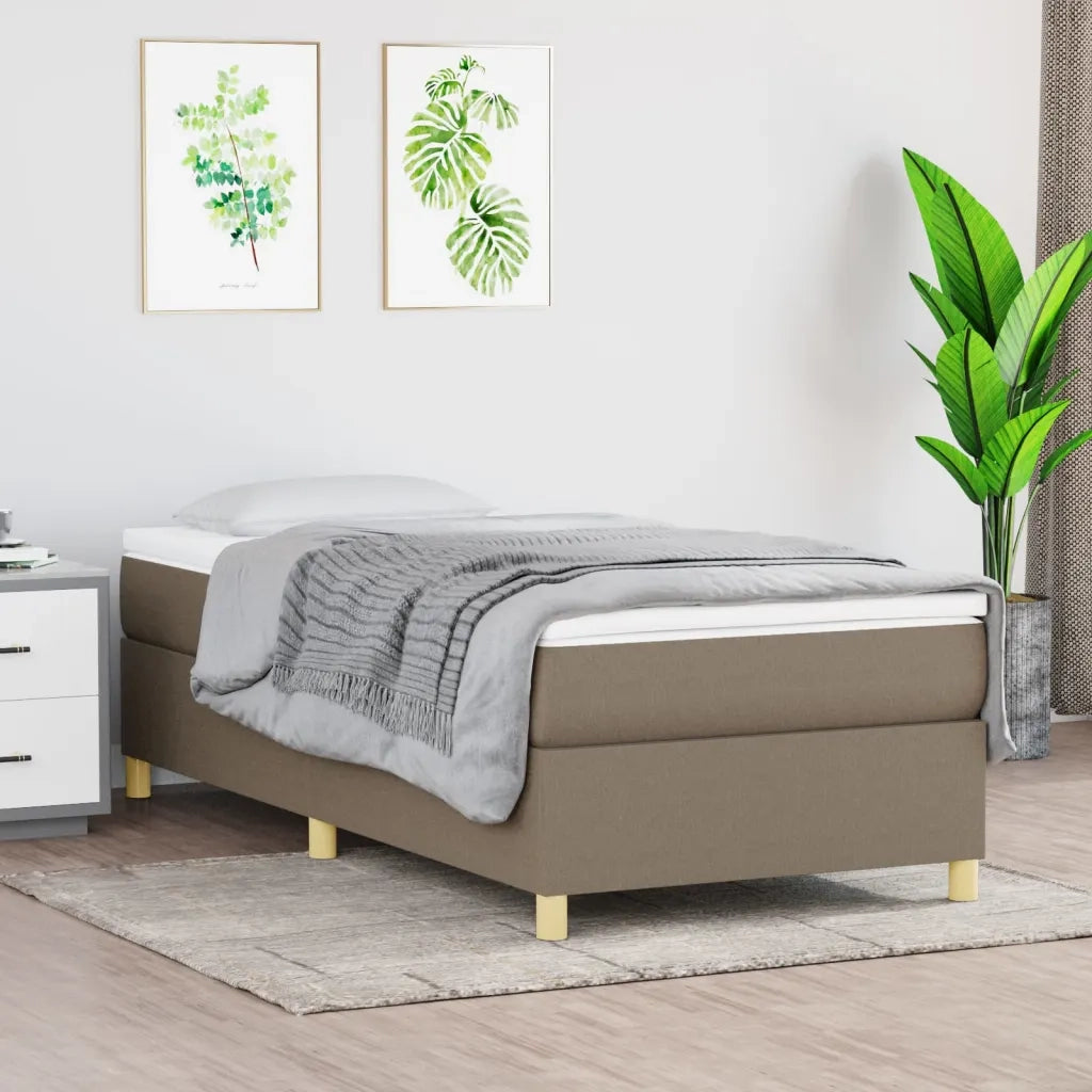 Letto singolo | Letto per adulti | Giroletto a Molle con Materasso Tortora 100x200 cm in Tessuto