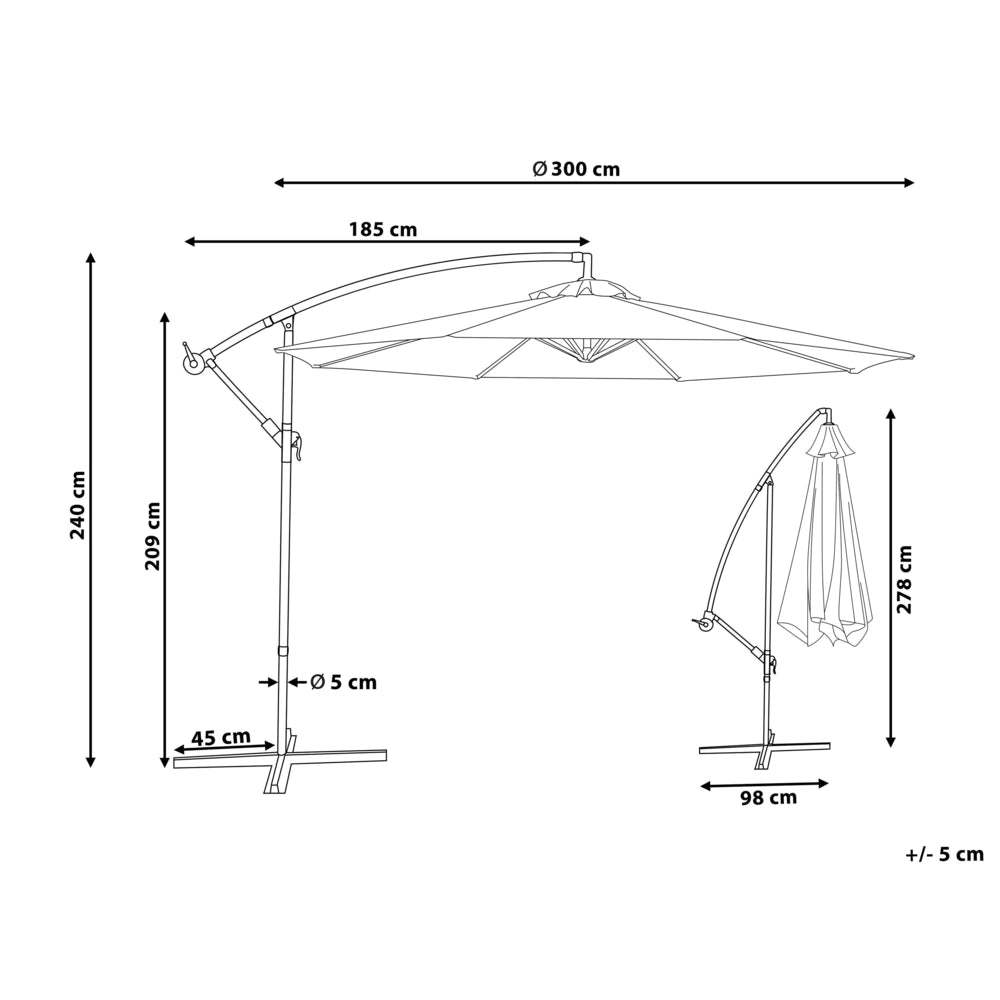 Ombrellone da giardino in tessuto beige sabbia acciaio 300 cm resistente agli agenti atmosferici