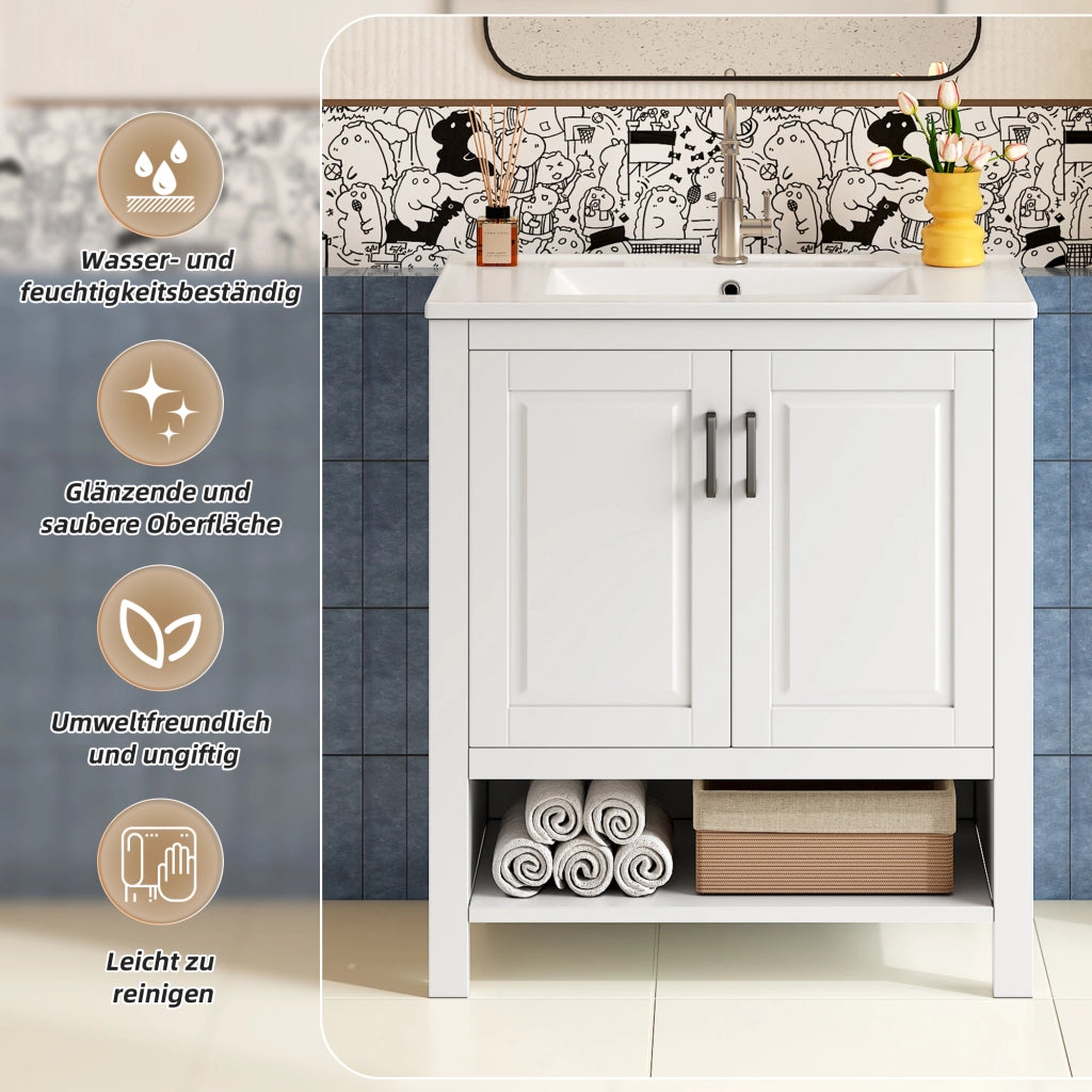 MOBILE BAGNO con lavabo integrato 76,5x47x83 cm MDF e ceramica bianco