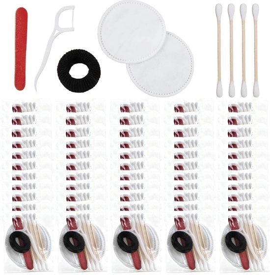 Set di toilette di alta qualità 100 pezzi - Dischetti/Wattenti - Spugne - Flessi - Limatore - Materiali di alta qualità cotone/kunststoff - Igiene e morbidezza