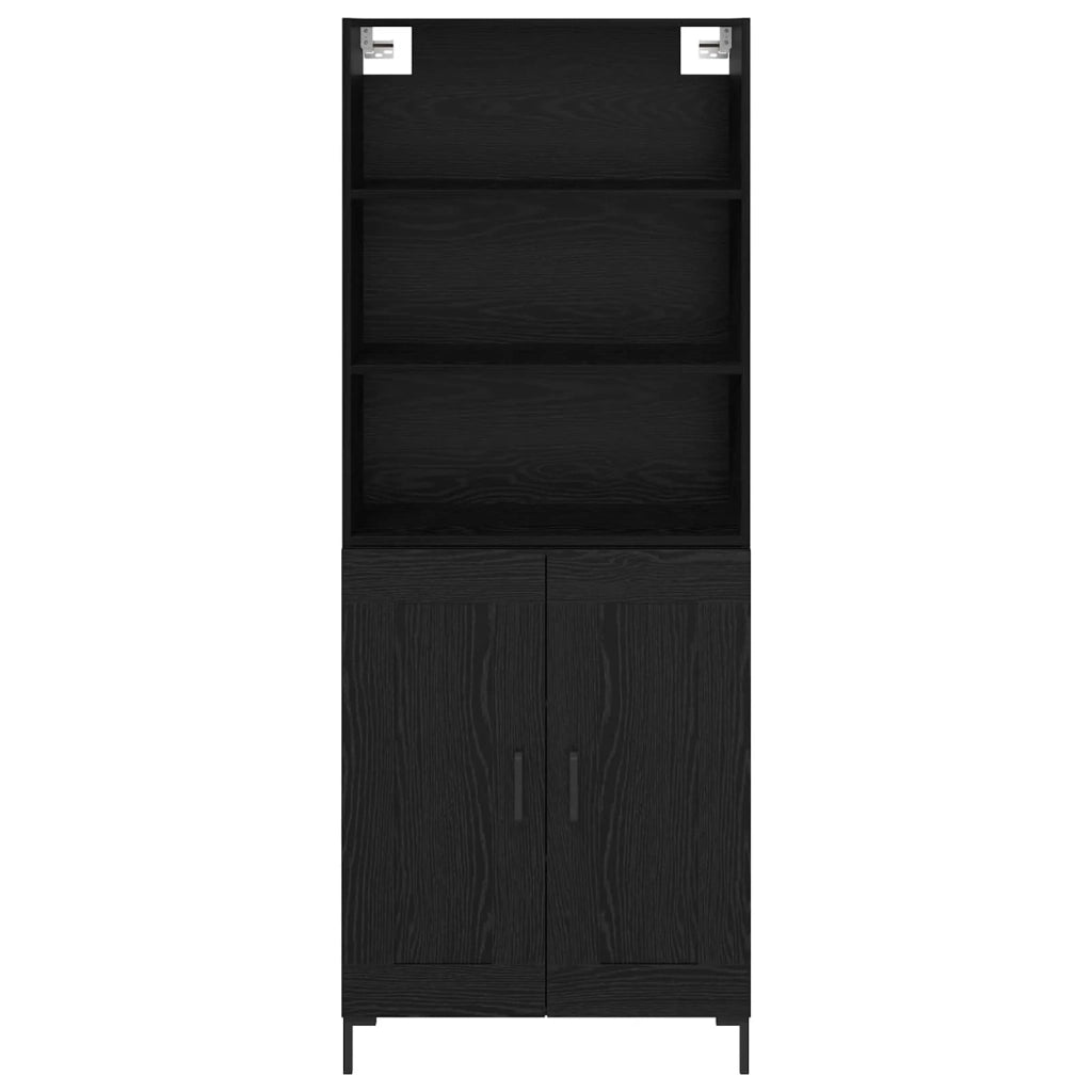 Credenza-Buffet-Armadio da cucina Rovere Nero 69,5 x 34 x 180 cm Legno multistrato 831150