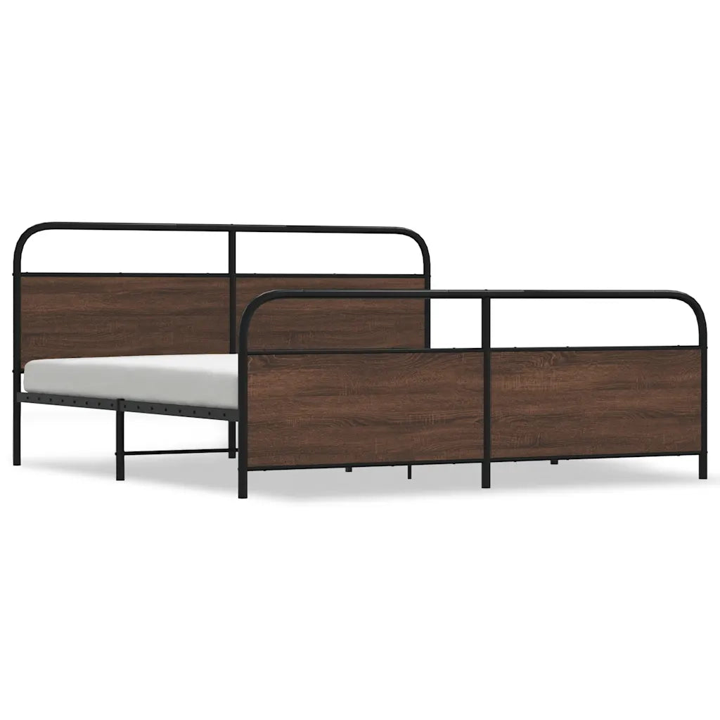Giroletto senza Materasso in Metallo-Struttura Letto Rovere Marrone 200x200 cm 532820