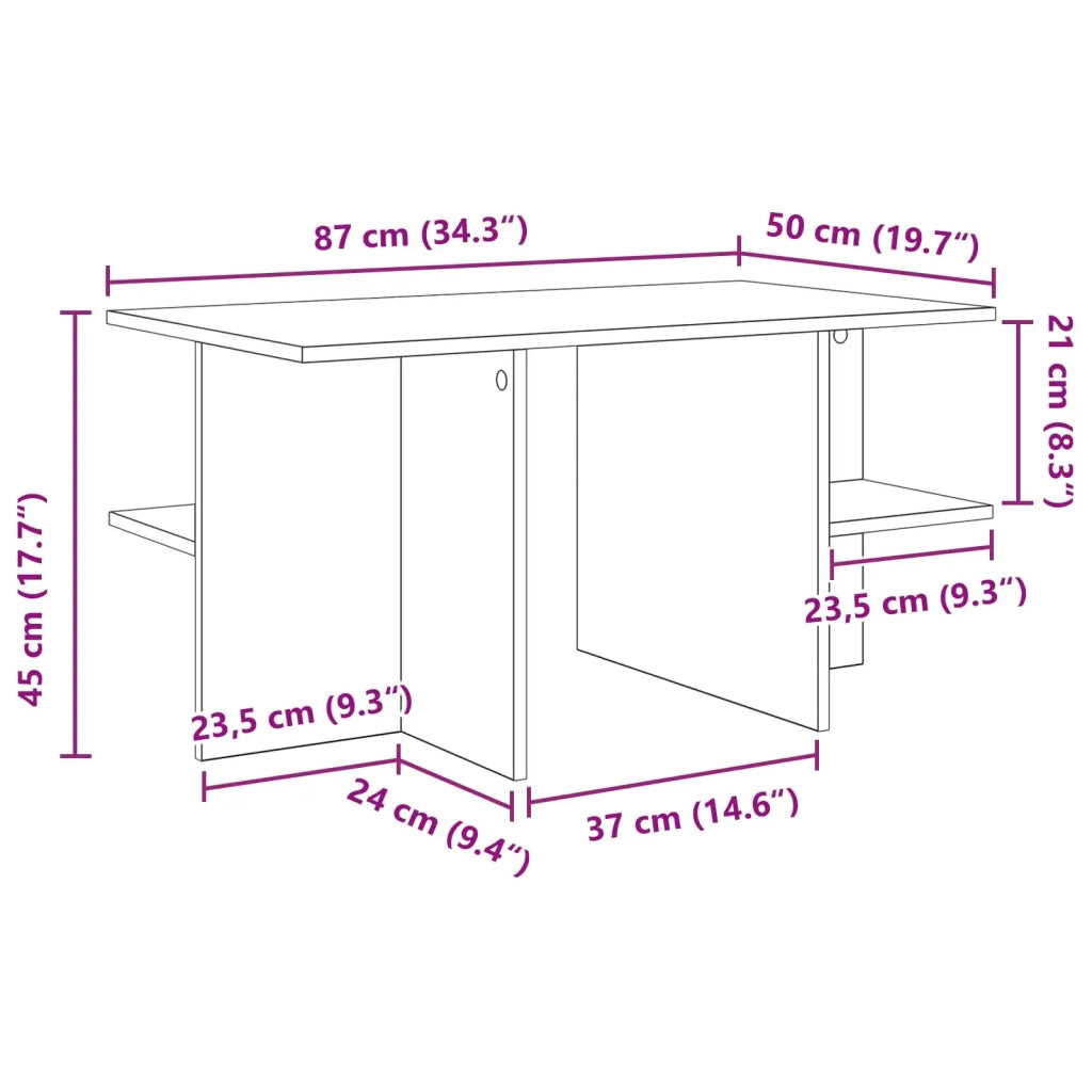 Tavolino da salotto Bianco 87 x 50 x 45 cm Legno ingegnerizzato 8001055