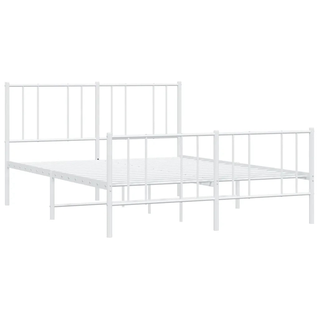 Letto matrimoniale | Letto per adulti | Giroletto con Testiera e Pediera Metallo Bianco 140x190 cm