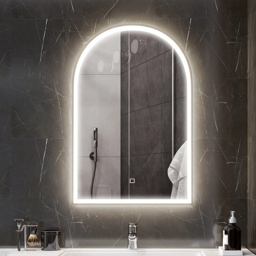 Specchio LED da Bagno ¨C zephmum ¨C Bianco, Alluminio, 90x60cm