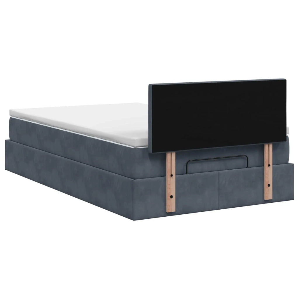 Letto Ottomano con Materasso e LED Grigio Scuro 120 x 190 cm 3458218
