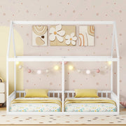 Letto per bambini 2 in 1 a casetta 90x200 cm bianco