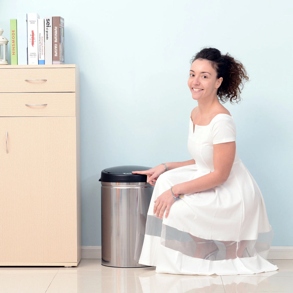 Pattumiera Automatica con Sensore 30L ¨C Xylo ¨C Coperchio Soft-Close, Nero e Argento