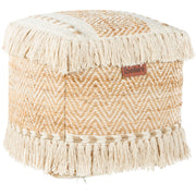 Pouf beige in iuta e cotone EPS con imbottitura di nappe Pouf quadrato Soggiorno