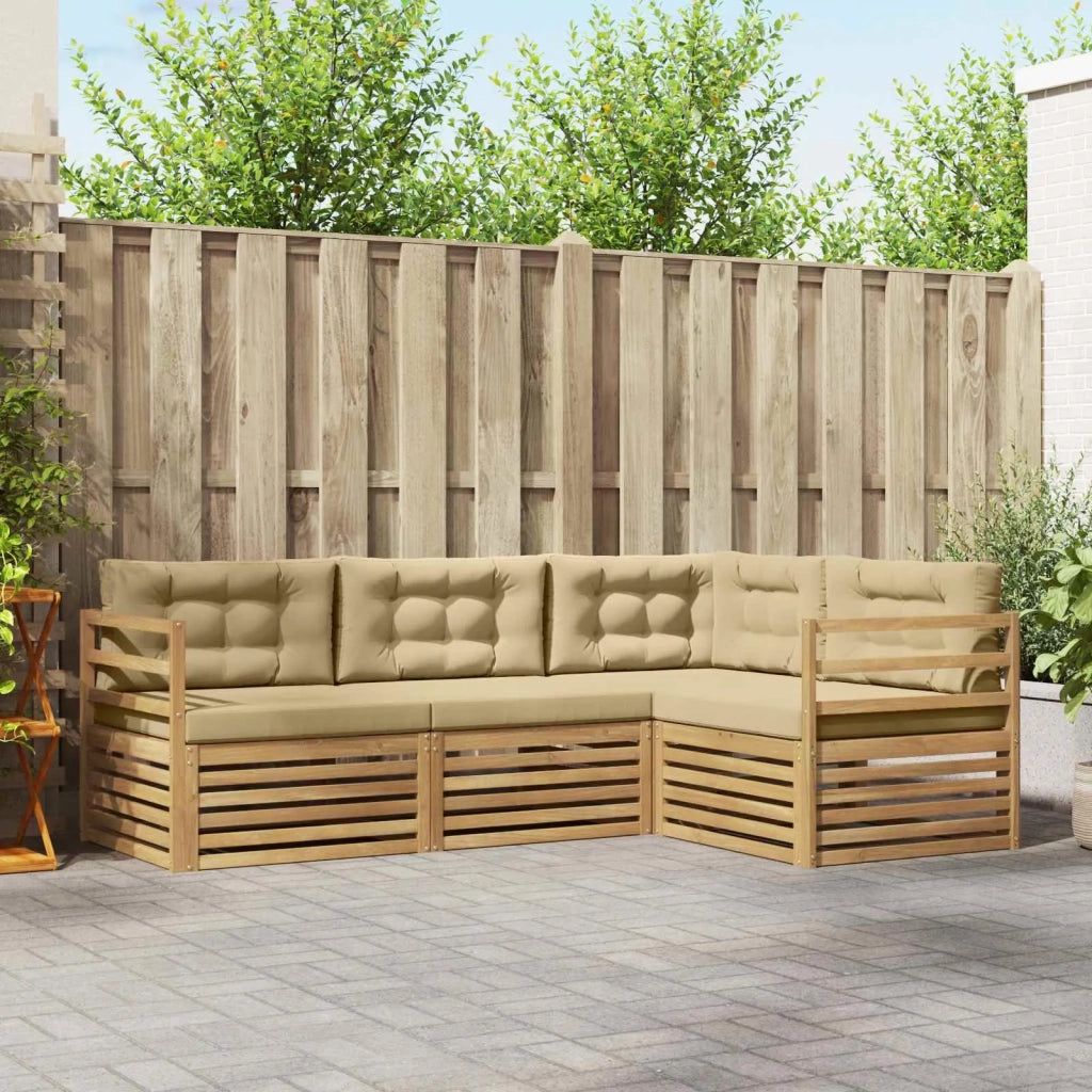 Set di divani da esterno 4 pz Bianco e Beige Poliestere 3390388