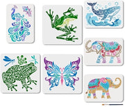 Set di stencil riciclabili 7 pezzi - farfalle/tartarughe - pittura - decorazione - plastica - inclusa spazzola per vernice - modello